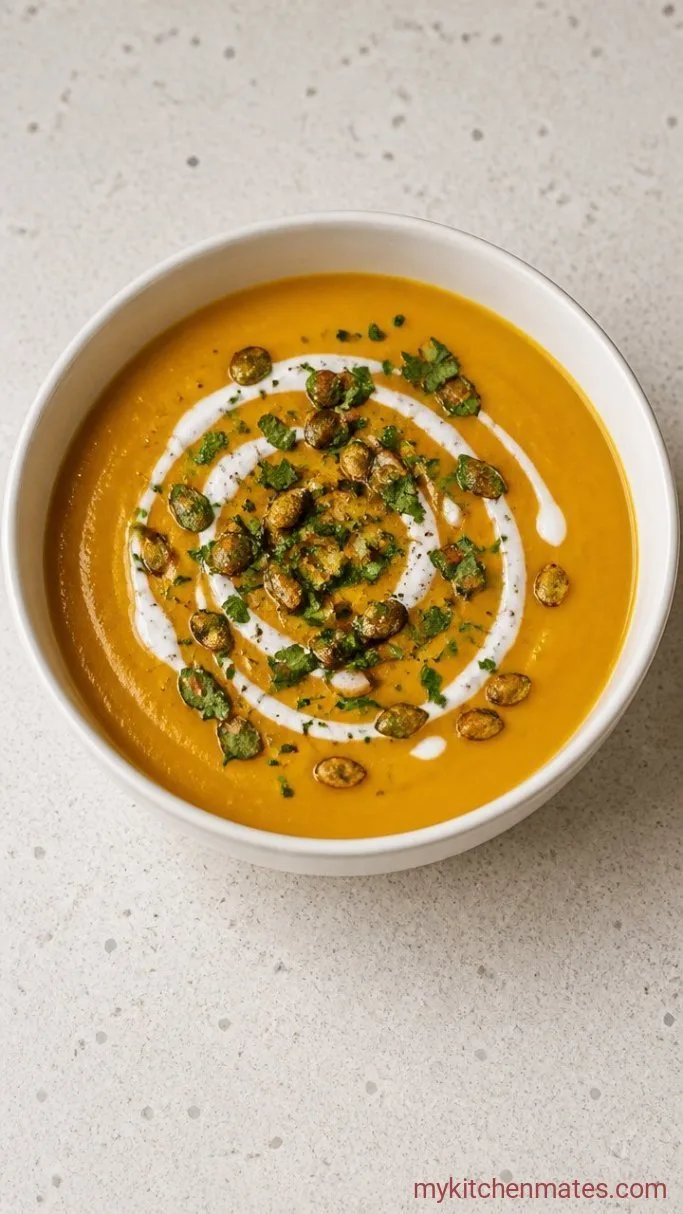 Creamy Roasted Butternut Squash Soup with Coconut Milk Step 5: Ladle and Garnish