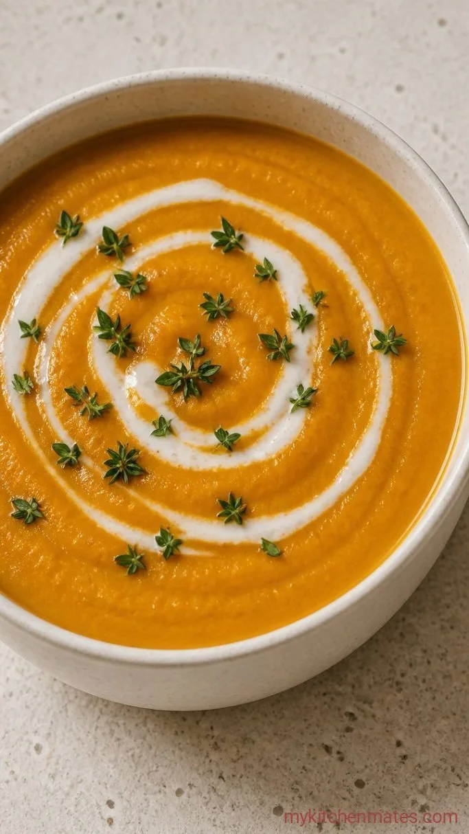 Creamy Sweet Potato Soup with Coconut and Maple Step 5: Ladle and Garnish