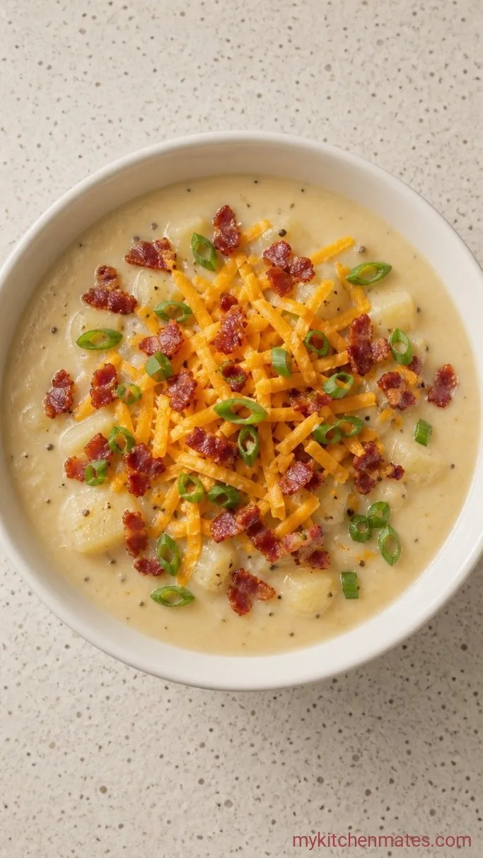 Crockpot Loaded Potato Soup Step 5: Ladle and Load the Bowls