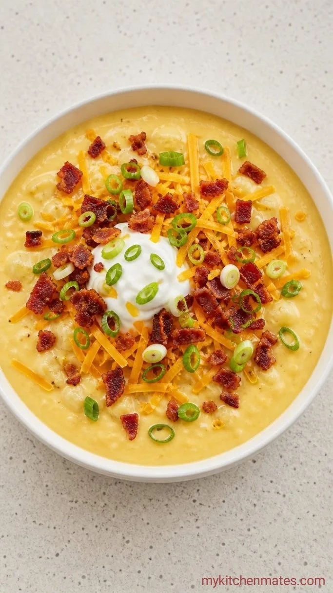 Creamy 30-Minute Mashed Potato Soup Step 5: Ladle and Load Up the Toppings