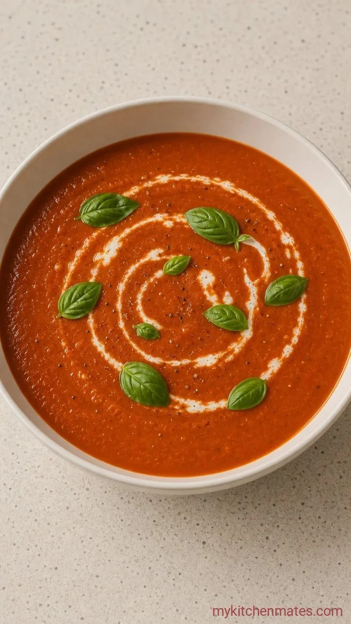 30-Minute Copycat Panera Tomato Soup Step 5: Ladle and Serve