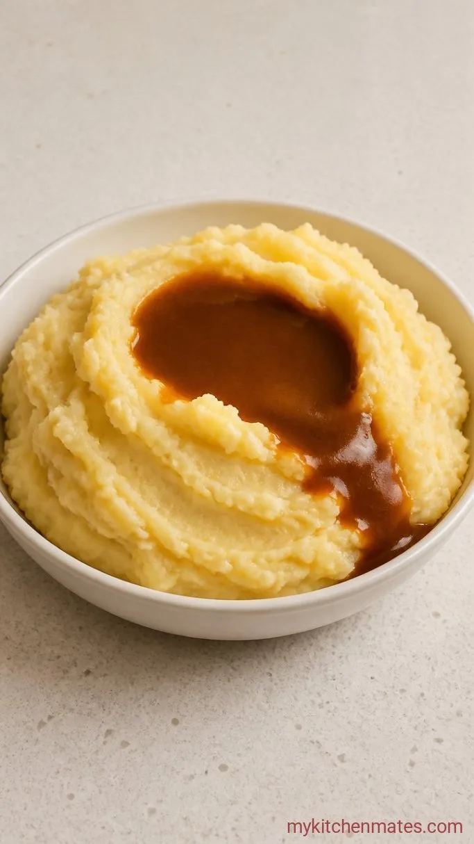 No-Lump Mashed Potatoes and Quick Pan Gravy Step 5: Ladle and Serve