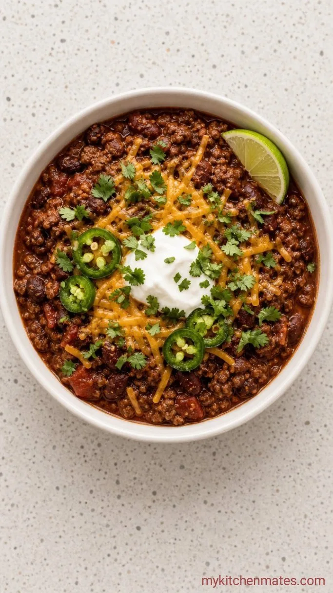 High-Protein Beef and Bean Chili (Ready in 45 Minutes) Step 5: Ladle and Top the Chili