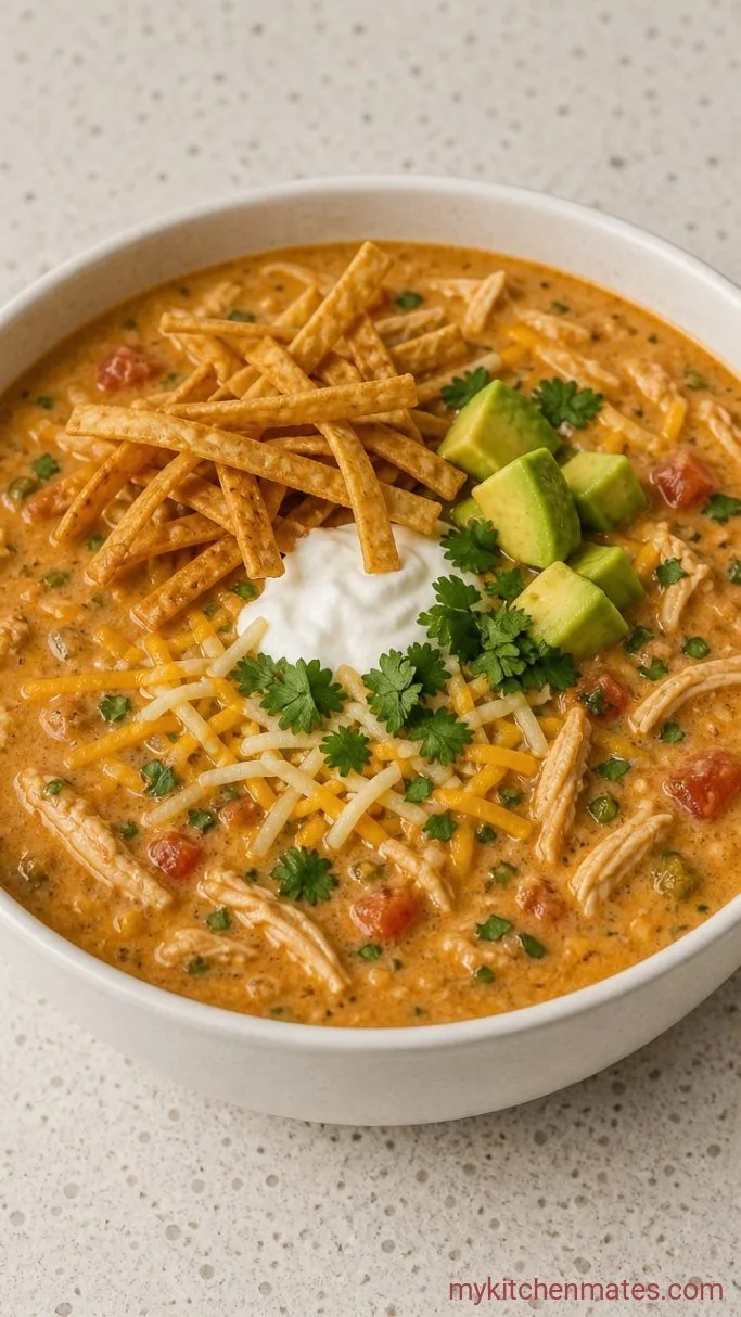 30-Minute Chili's Copycat Chicken Enchilada Soup Step 5: Ladle and Top the Soup