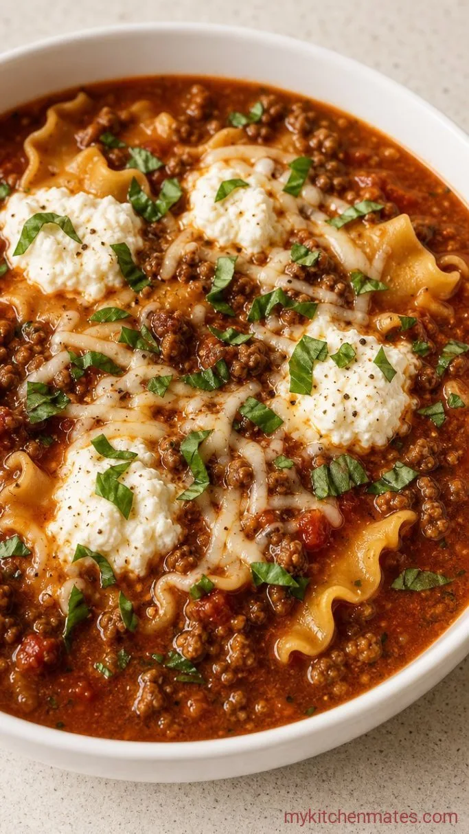 30-Minute Instant Pot Lasagna Soup Step 5: Ladle and Top with Cheese