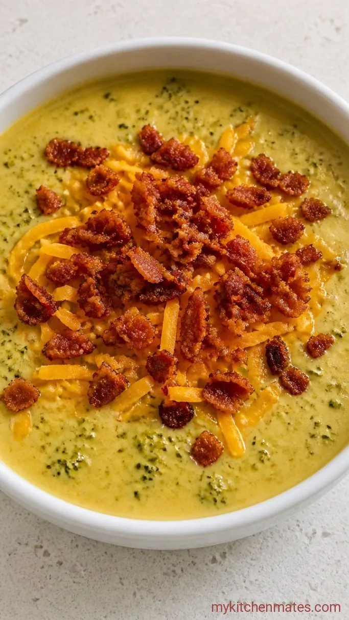 Creamy One-Pot Keto Broccoli Cheese Soup Step 5: Ladle and Top