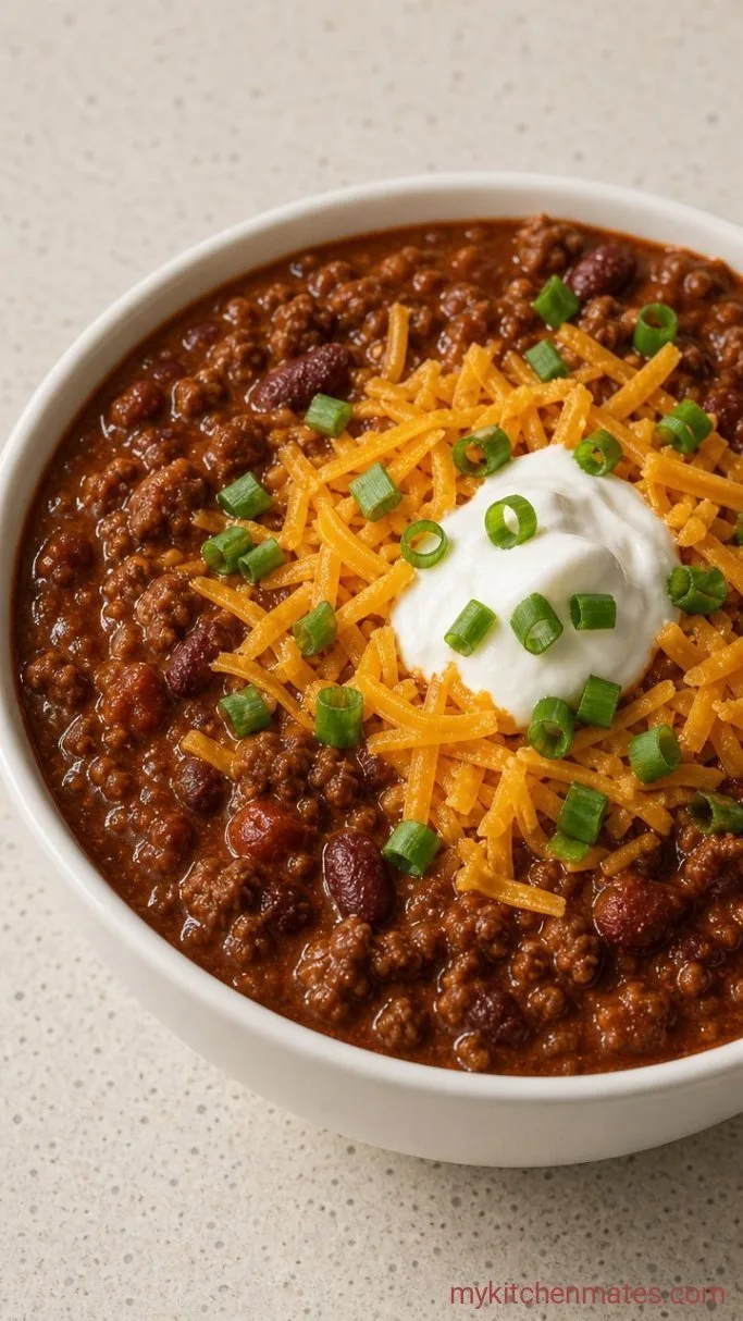 Hearty Beef Chili That's Ready in Under an Hour Step 5: Ladle Into Bowls and Load Up the Toppings
