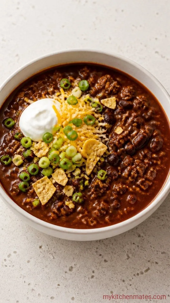 Crockpot Ground Turkey Chili Step 5: Ladle Into Bowls and Top It Off