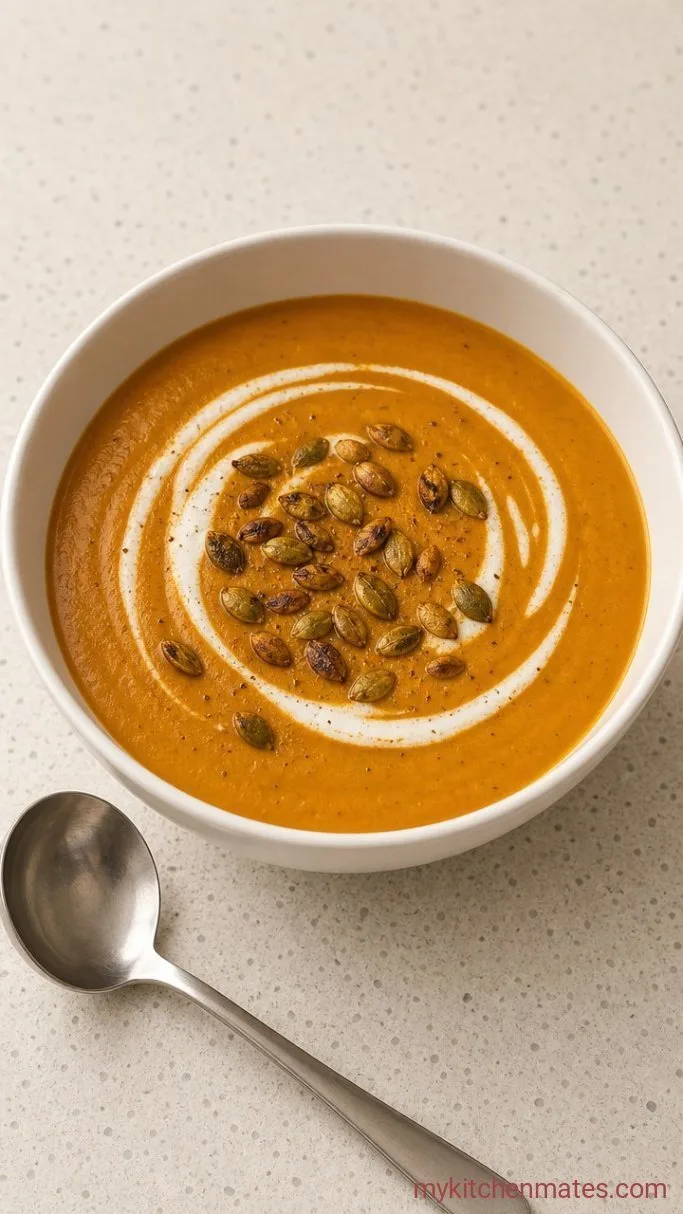 30-Minute Creamy Pumpkin Bisque Soup Step 5: Ladle into Bowls
