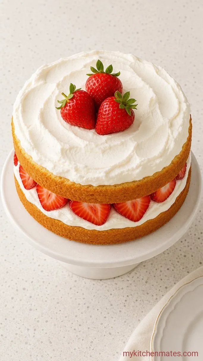 Light and Airy Strawberry Sponge Cake Step 5: Layer and Finish the Cake
