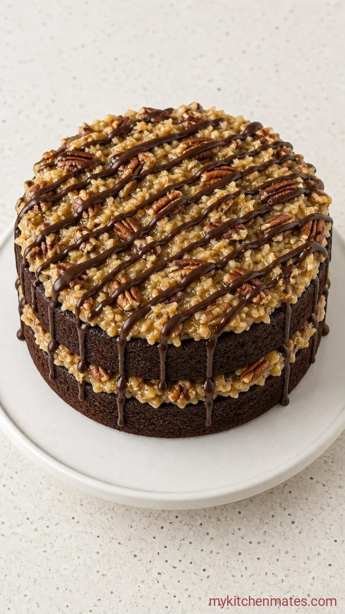 Rich Gluten-Free German Chocolate Cake Step 5: Layer and Frost the Cake
