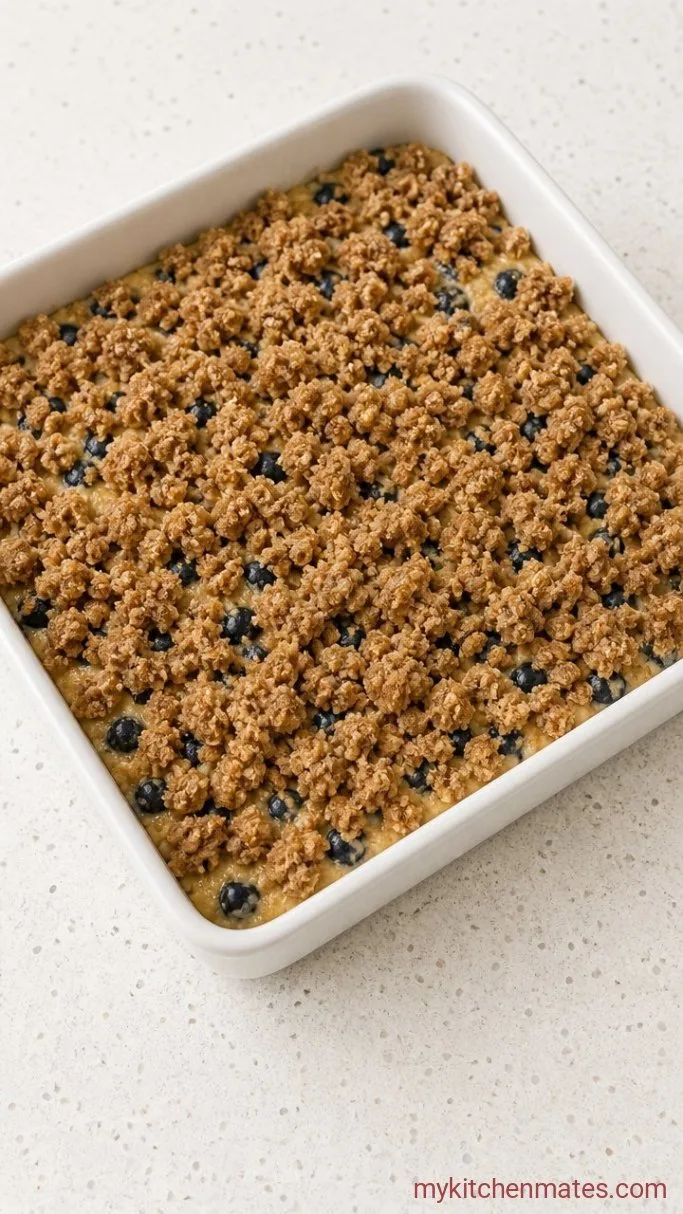 Blueberry Coffee Cake with Brown Sugar Crumble Step 5: Layer the Batter and Streusel