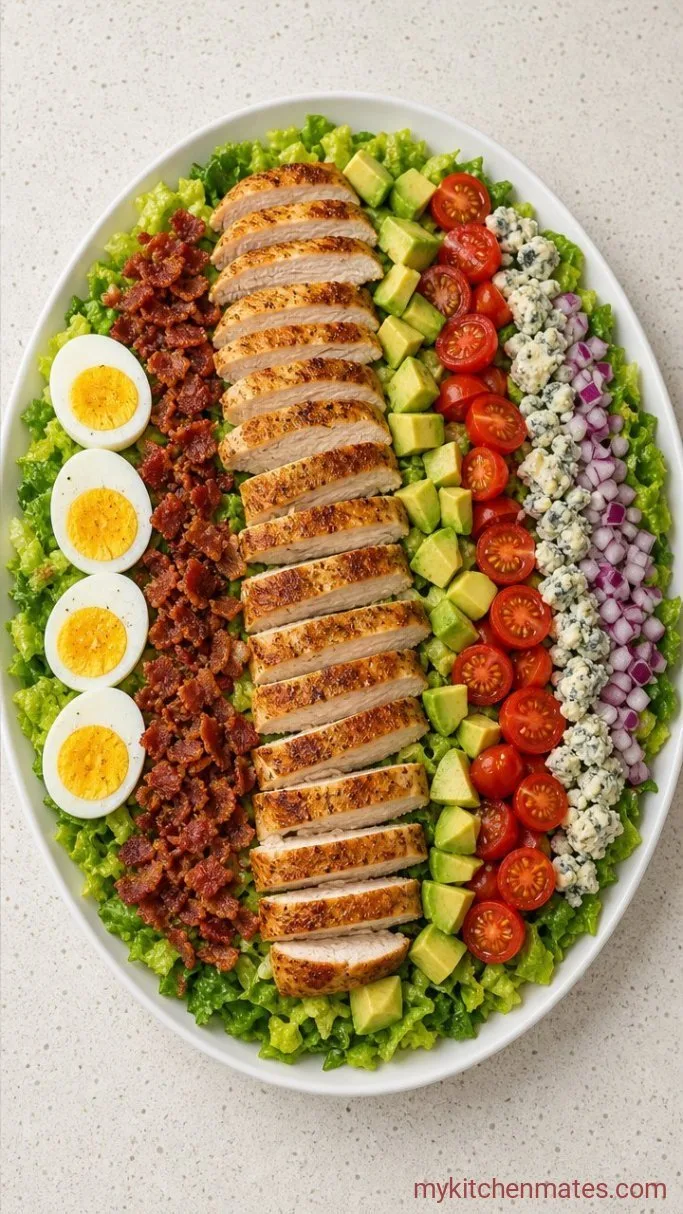 Chicken Cobb Salad with Crisp Bacon and Blue Cheese Step 5: Layer the Salad