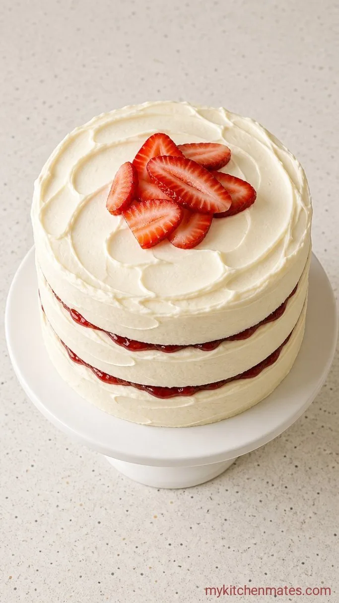 White Strawberry Cake (Moist, Fluffy, and Full of Berries) Step 5: Make the Frosting and Assemble the Cake