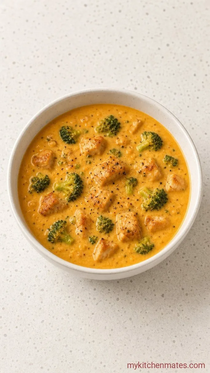 30-Minute Chicken Broccoli Cheddar Soup Step 5: Melt in the Cheese and Ladle Into Bowls