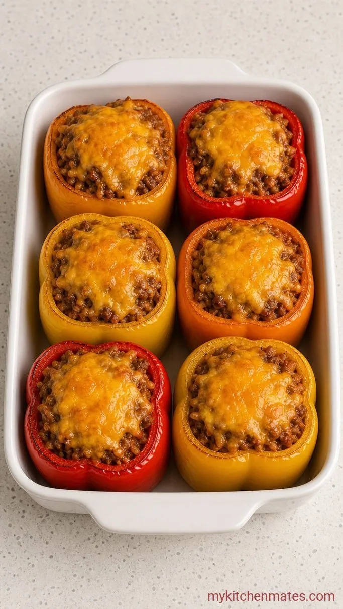 Cheesy Stuffed Bell Peppers with Ground Beef and Rice Step 5: Melt the Cheese and Serve