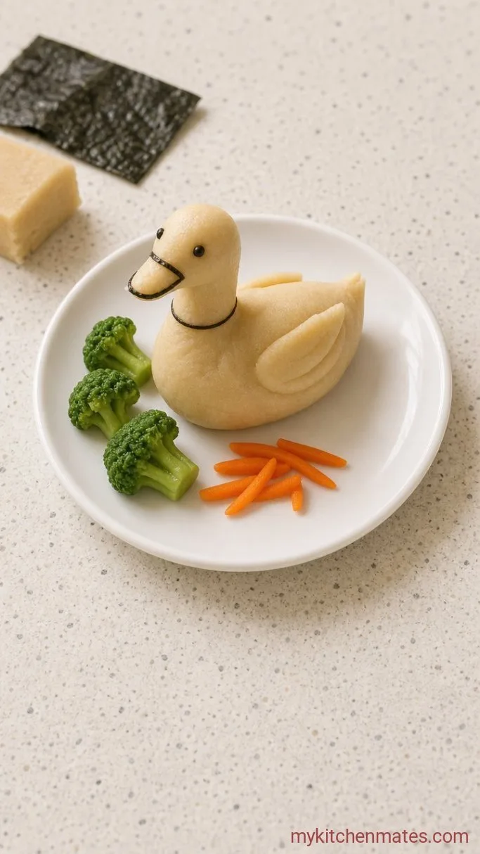 Adorable Duck Bento Cake (Cute Lunchbox-Inspired Mini Cake) Step 5: Mold the Marzipan Duck and Veggie Accents