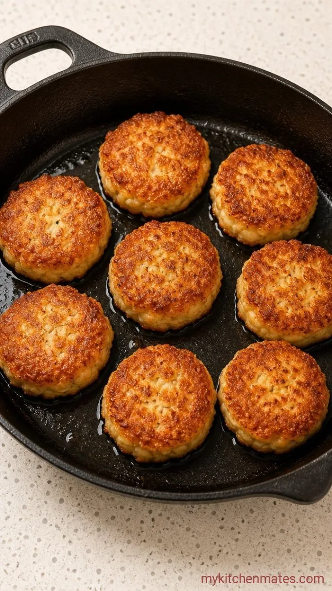 Crispy Cod Fish Cakes with Lemon Dill Sauce Step 5: Pan-Fry the Cakes