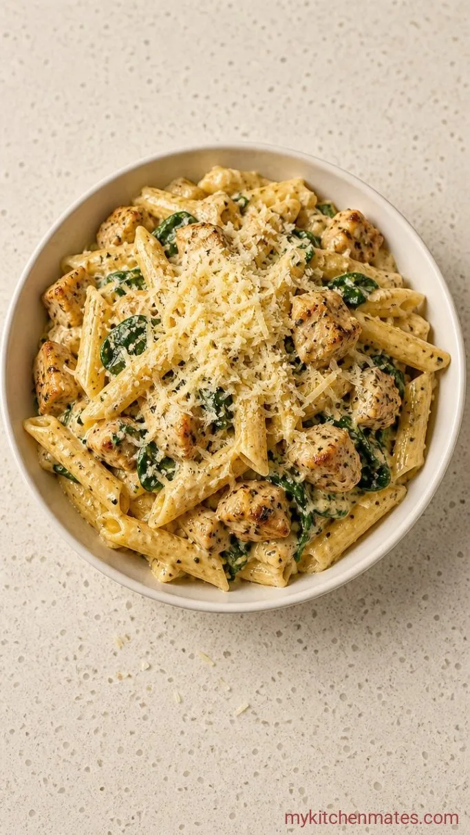 One-Pan Creamy Garlic Chicken Pasta Step 5: Pile into Bowls and Shower with Parmesan