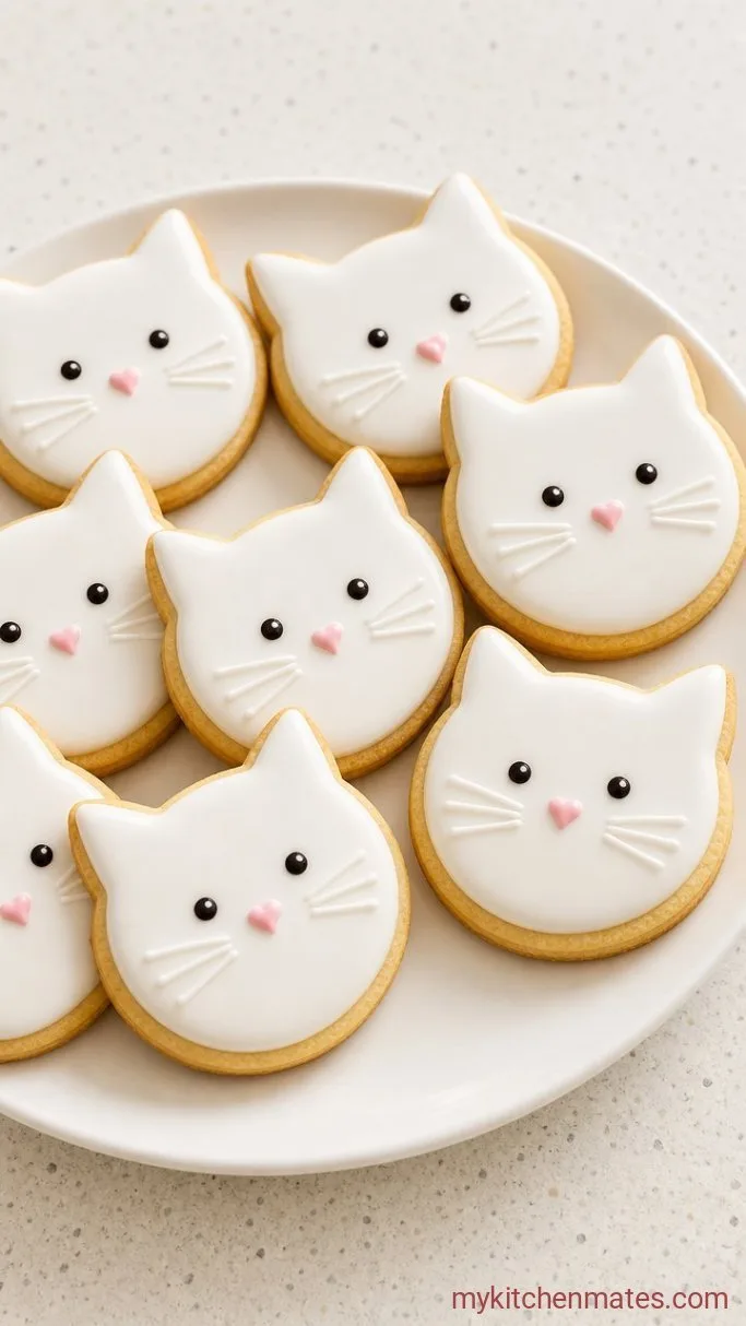Buttery Cat Sugar Cookies That Hold Their Shape Step 5: Pipe the Cat Faces