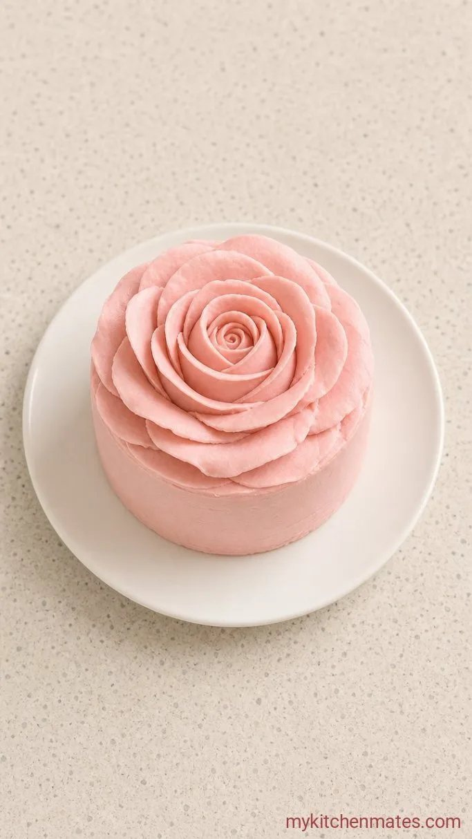 Rose Bento Cake for One Step 5: Pipe the Rose and Serve