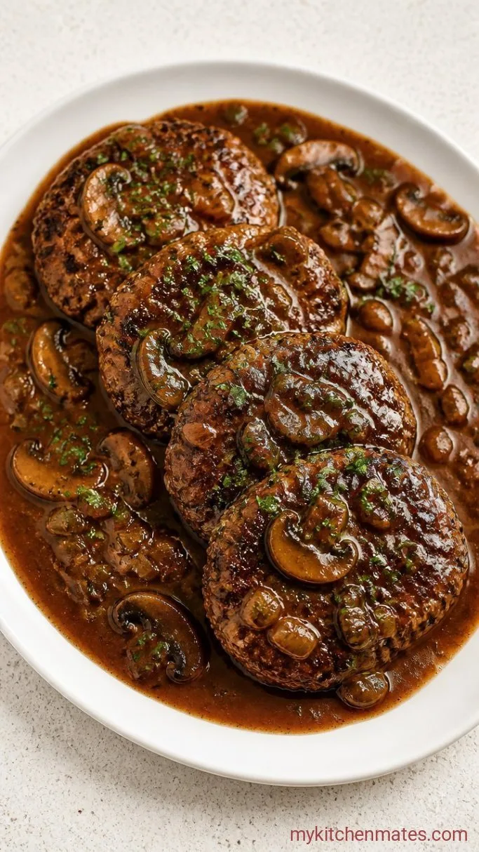 One-Pan Salisbury Steak with Mushroom Gravy Step 5: Plate and Spoon Over the Gravy