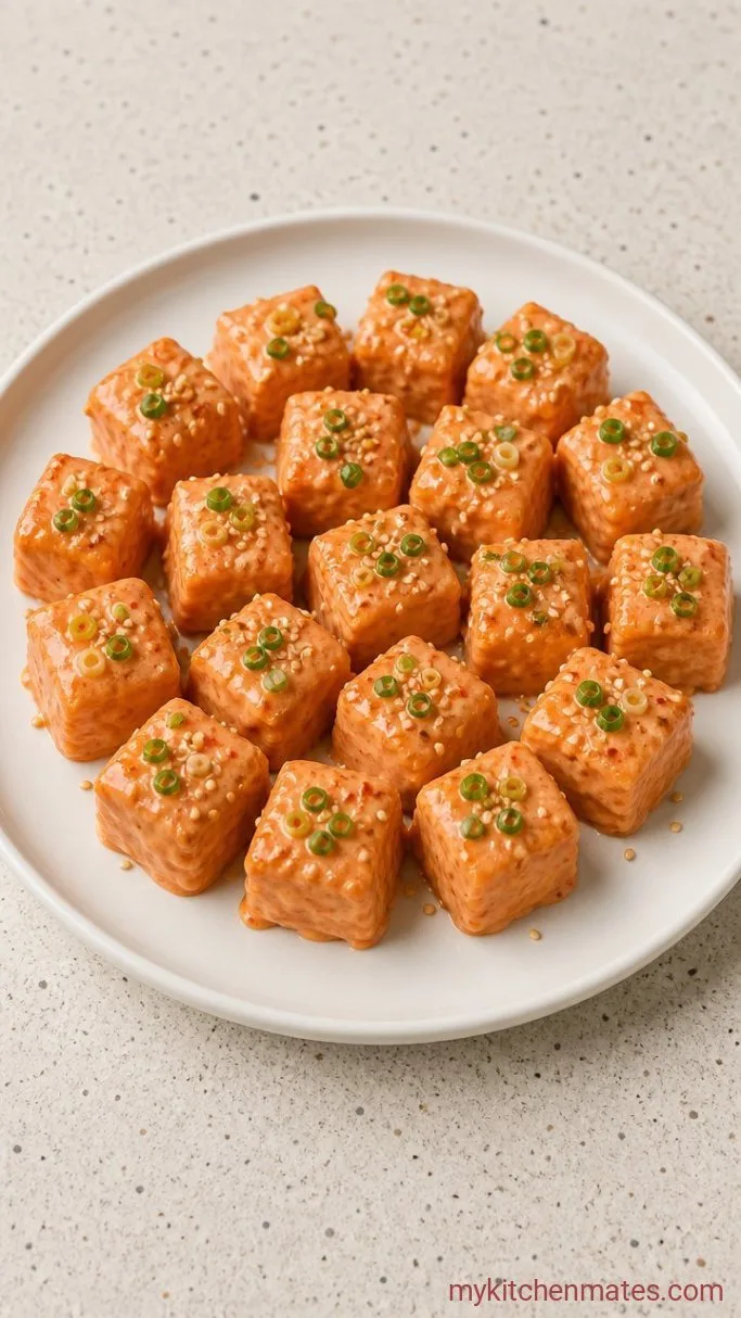 Crispy Air Fryer Bang Bang Salmon Bites Step 5: Plate with Toppings
