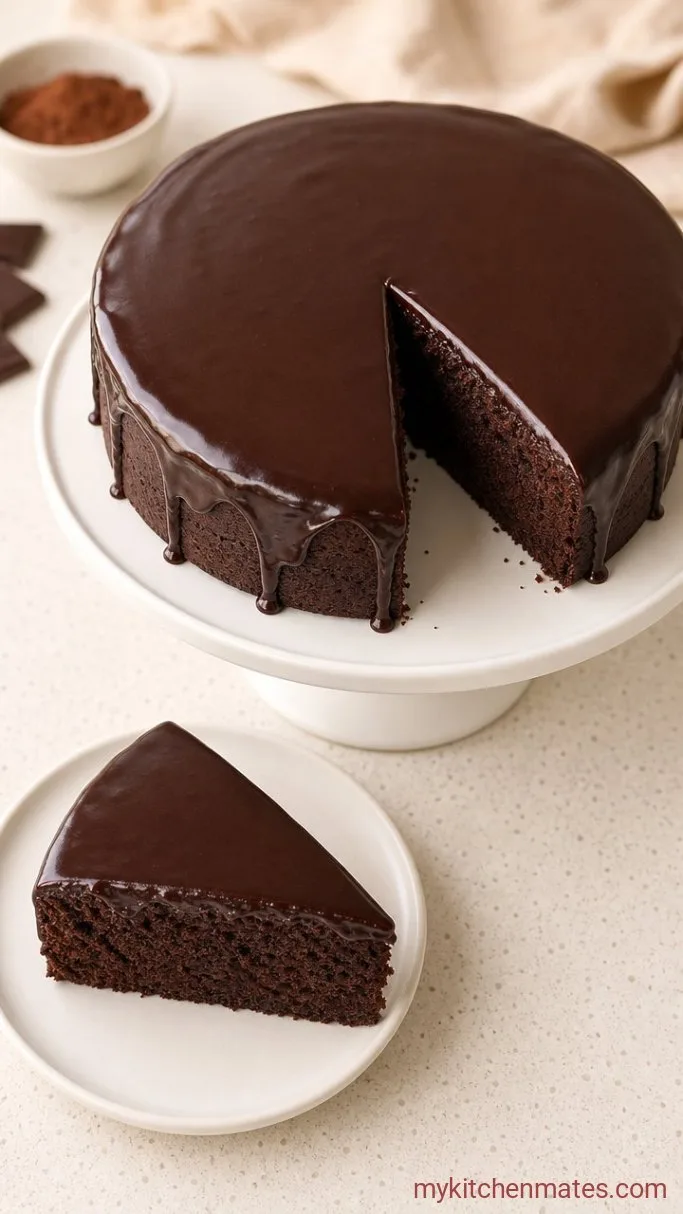 One-Bowl Sugar Free Chocolate Cake Step 5: Pour the Ganache and Slice