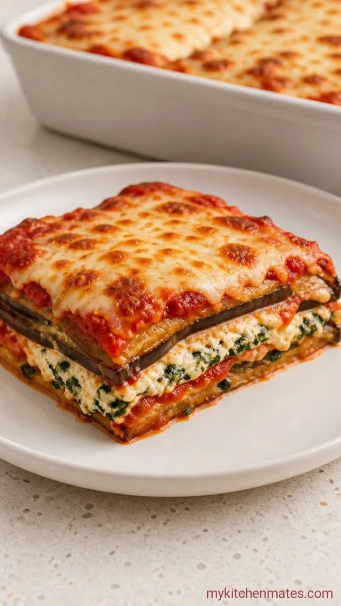 Hearty Vegetarian Eggplant Lasagna with Ricotta and Spinach Step 5: Rest and Slice