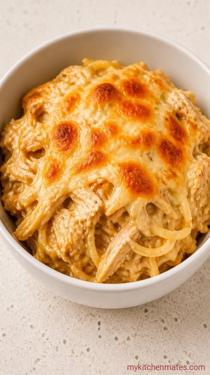 Creamy Chicken Spaghetti Casserole Step 5: Scoop and Serve