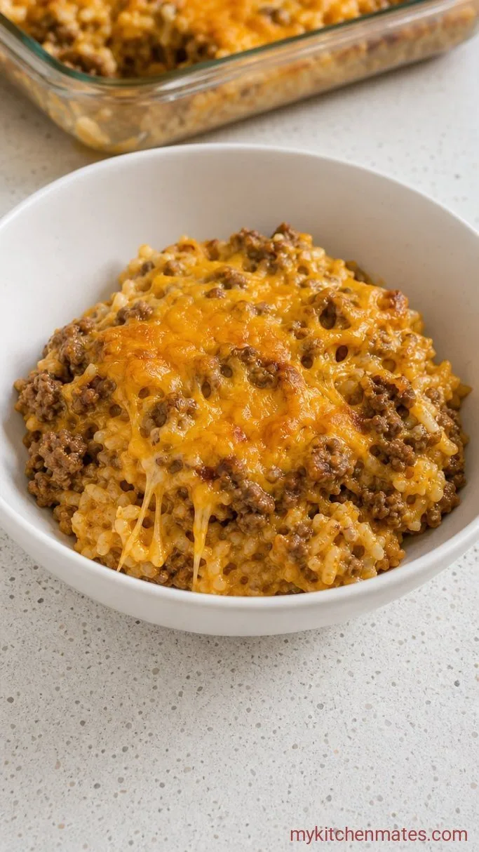One-Skillet Cheesy Ground Beef and Rice Casserole Step 5: Scoop and Serve
