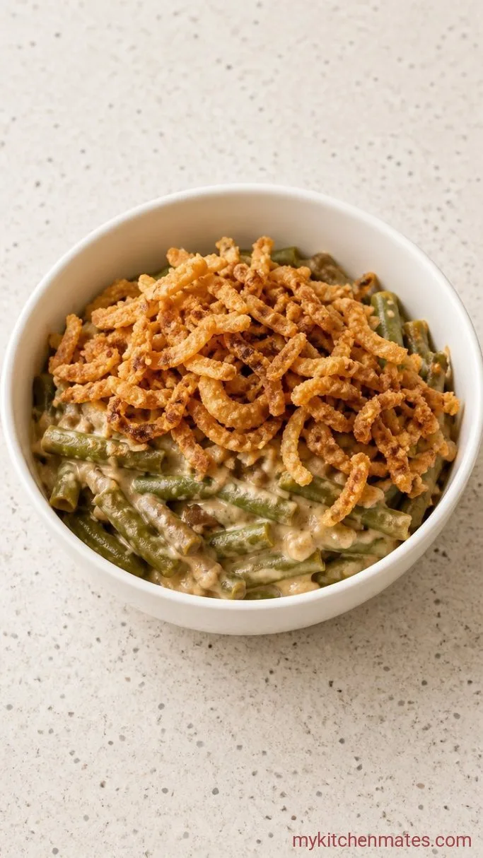 Creamy Green Bean Casserole with Crispy Onions Step 5: Scoop and Serve