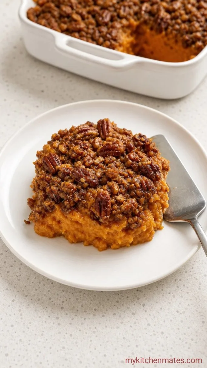 Copycat Ruth Chris Sweet Potato Casserole with Pecan Streusel Step 5: Scoop and Serve