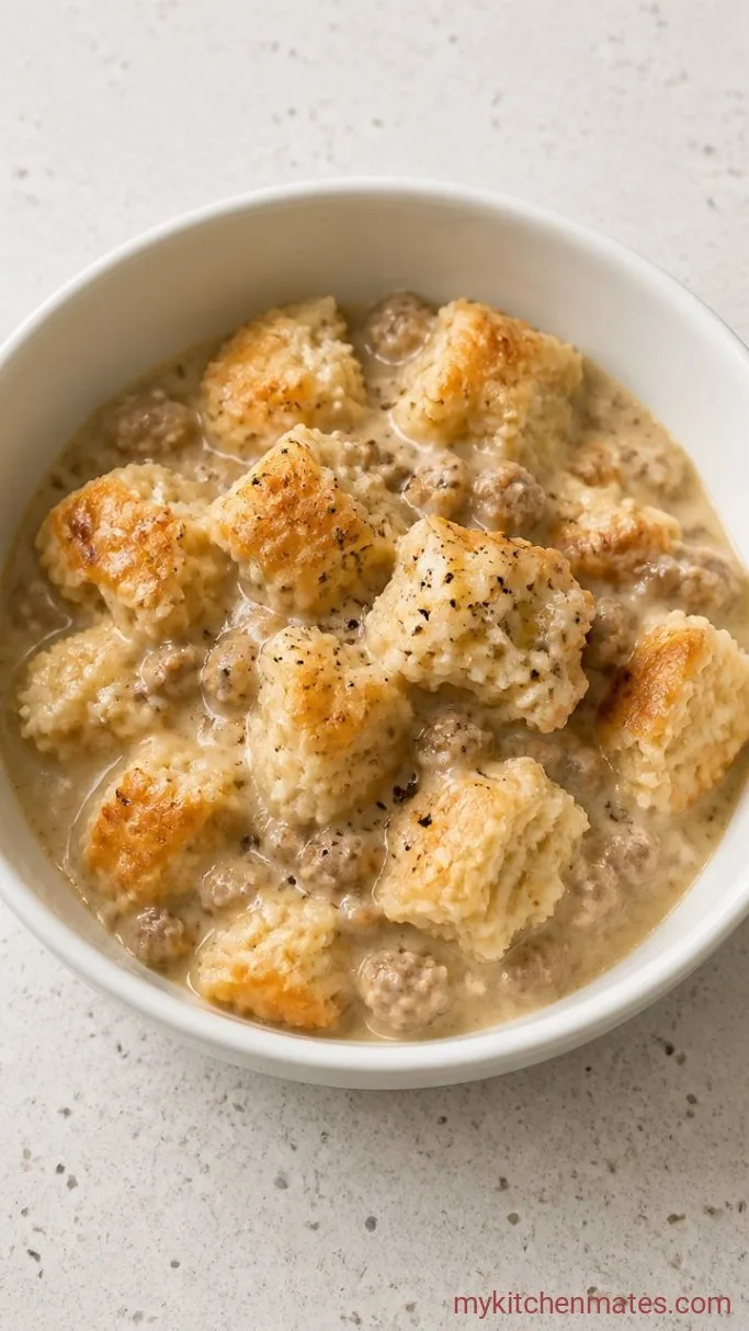 Crockpot Biscuits and Gravy (Easy Slow Cooker Breakfast) Step 5: Scoop and Serve