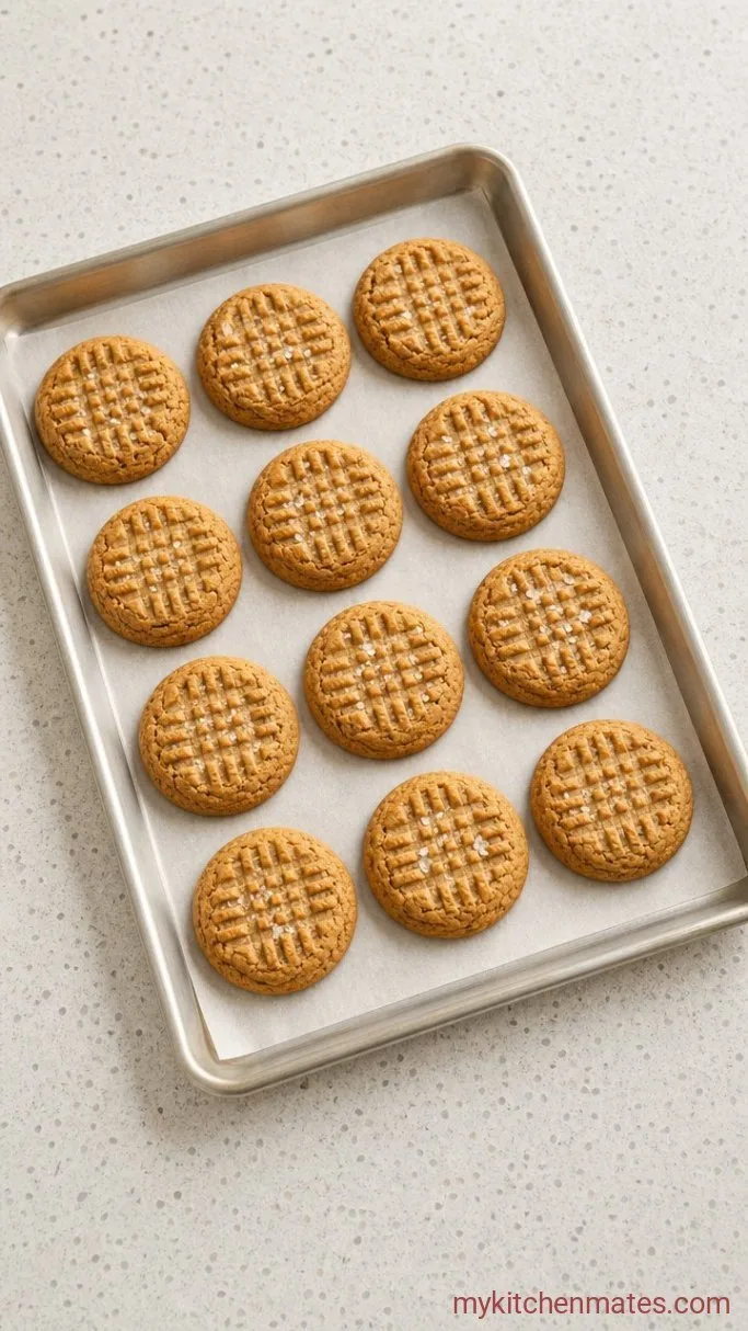 Soft & Chewy Sourdough Peanut Butter Cookies Step 5: Scoop, Press, and Bake