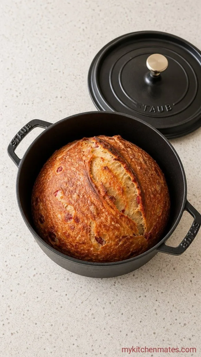 Strawberry Sourdough Bread with a Jammy Swirl Step 5: Score and Bake the Loaf