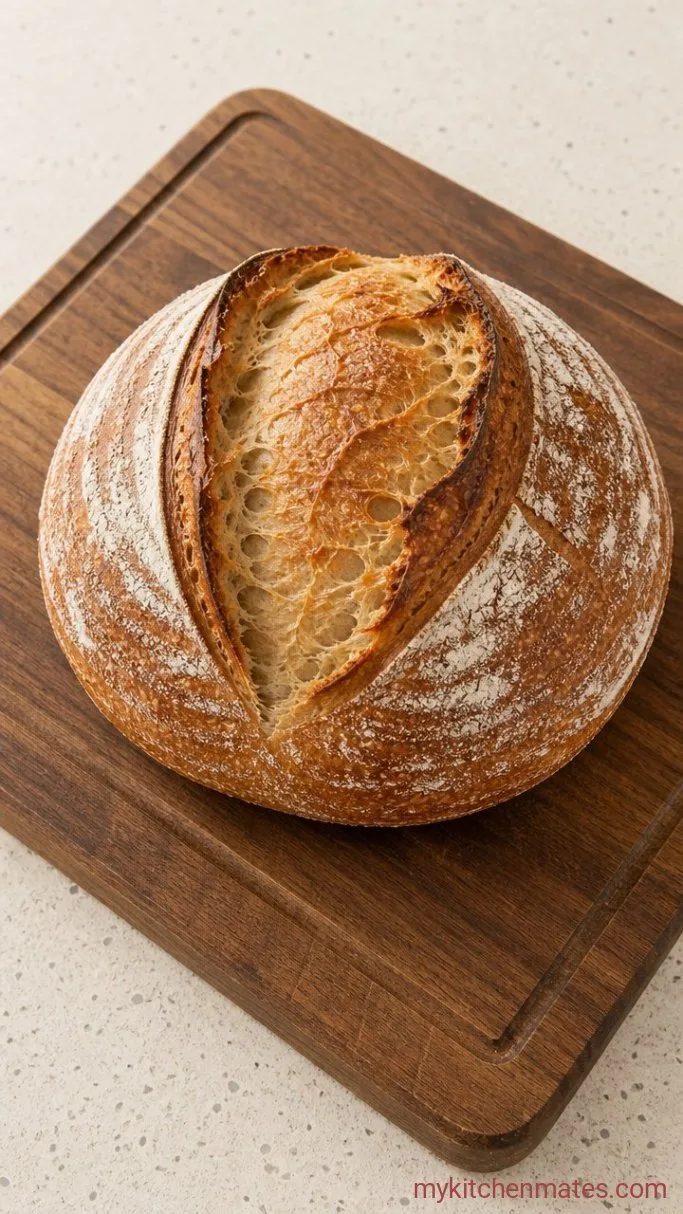 No-Knead High Hydration Sourdough Bread Step 5: Score and Bake