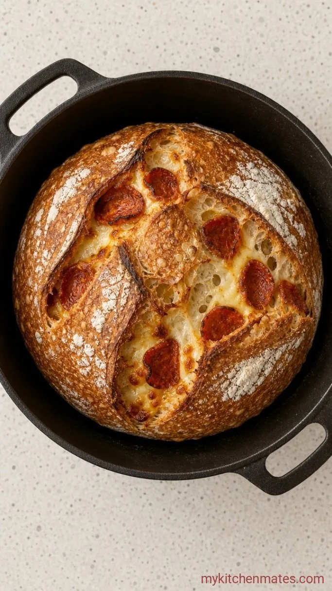 Pepperoni Sourdough Bread Step 5: Score and Bake