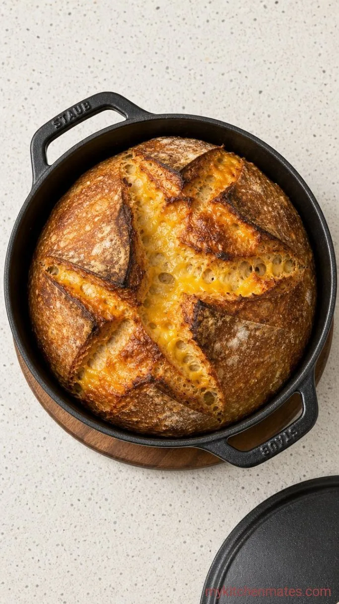 Extra-Sharp Sourdough Cheese Bread Step 5: Score and Bake