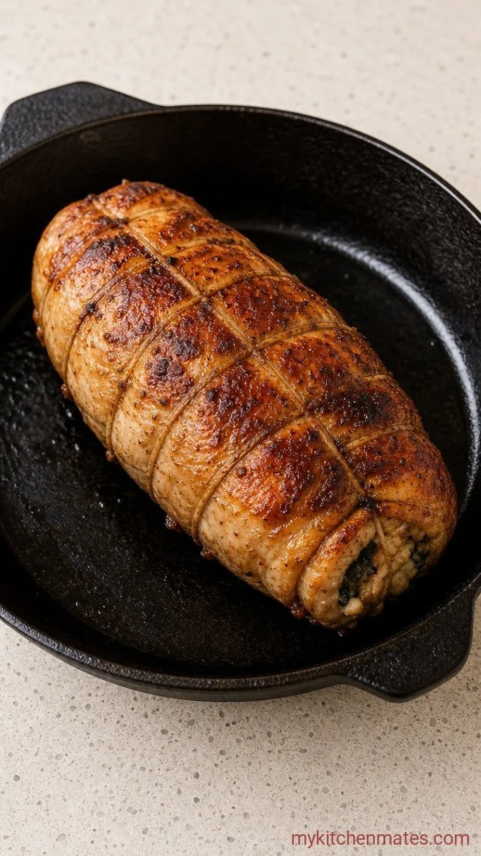 Juicy Stuffed Turkey Breast with Spinach and Feta Step 5: Sear and Roast the Turkey