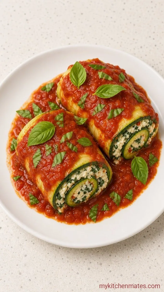Cheesy Zucchini Lasagna Roll Ups (No Pasta, All Comfort) Step 5: Serve with Fresh Basil