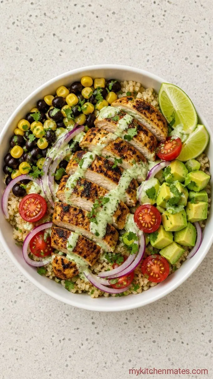 High-Protein Chipotle Chicken Bowl Step 5: Slice and Assemble the Bowls