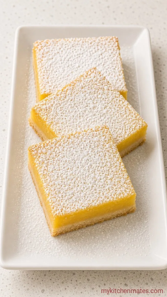 Creamy Vegan Lemon Bars Step 5: Slice and Dust with Powdered Sugar
