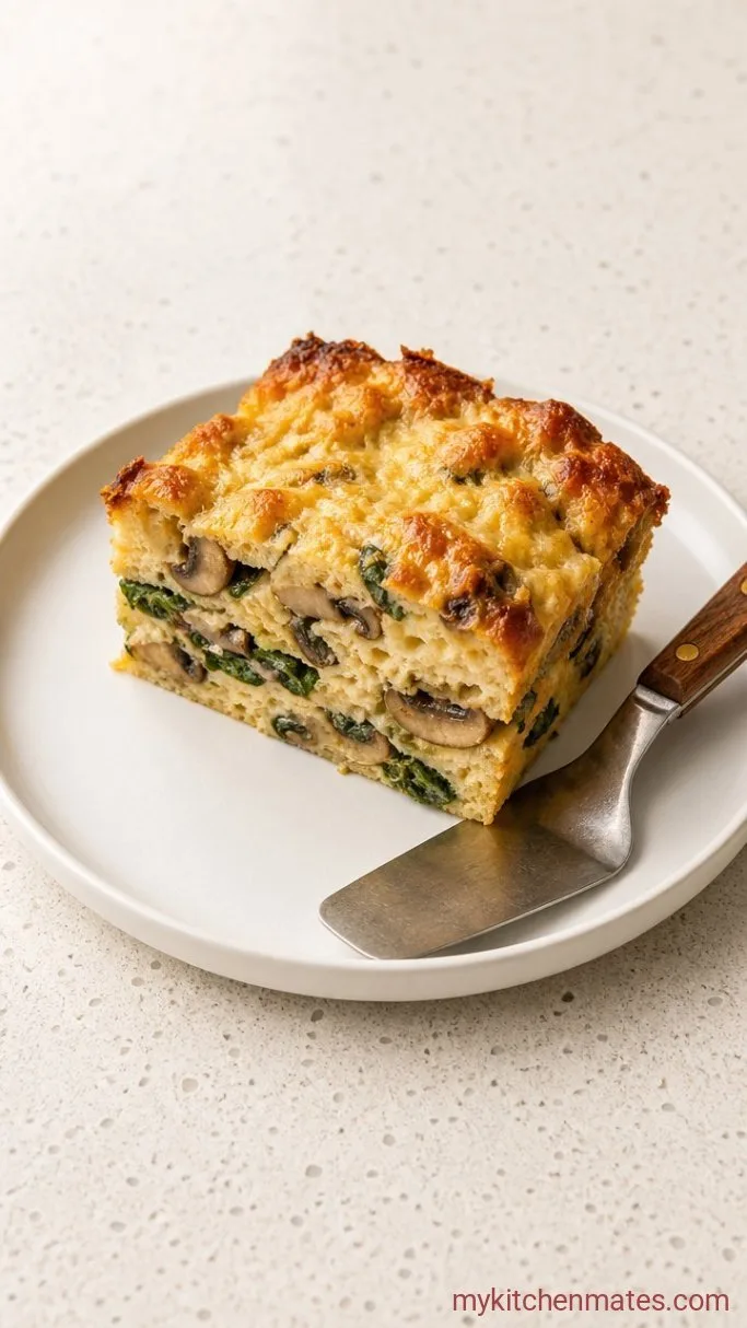 Savory Mushroom and Gruyère Bread Pudding Step 5: Slice and Serve Warm