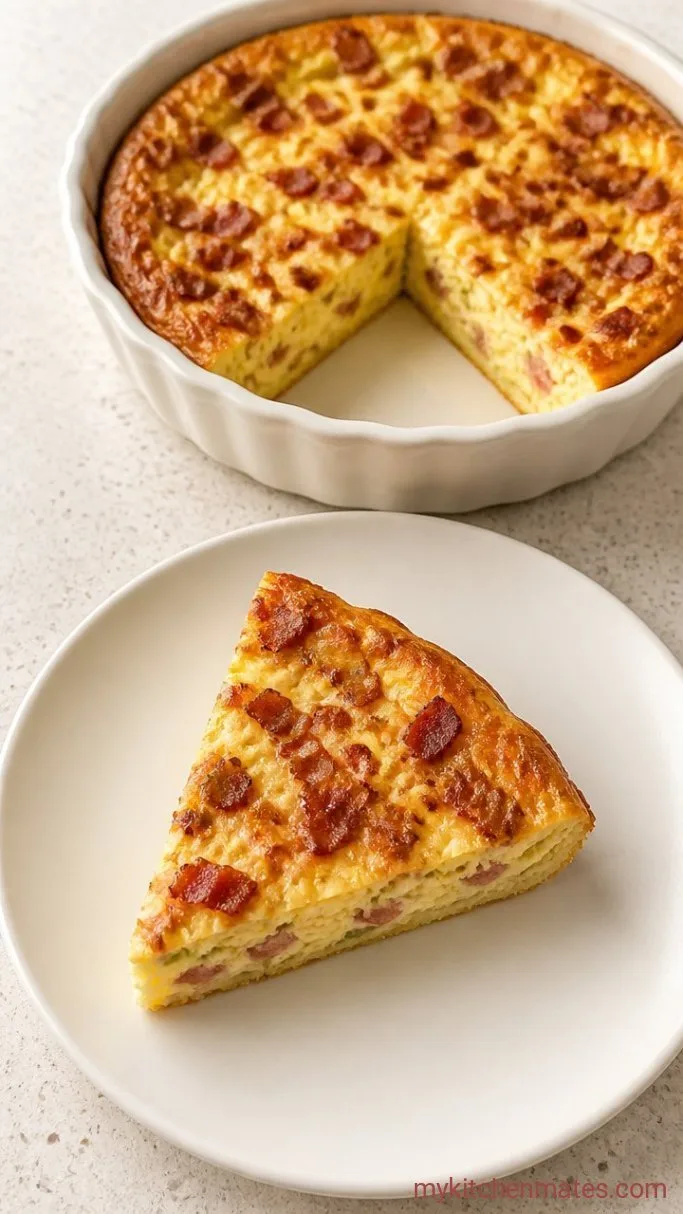 Fluffy Crustless Keto Quiche with Bacon & Cheese Step 5: Slice and Serve Warm