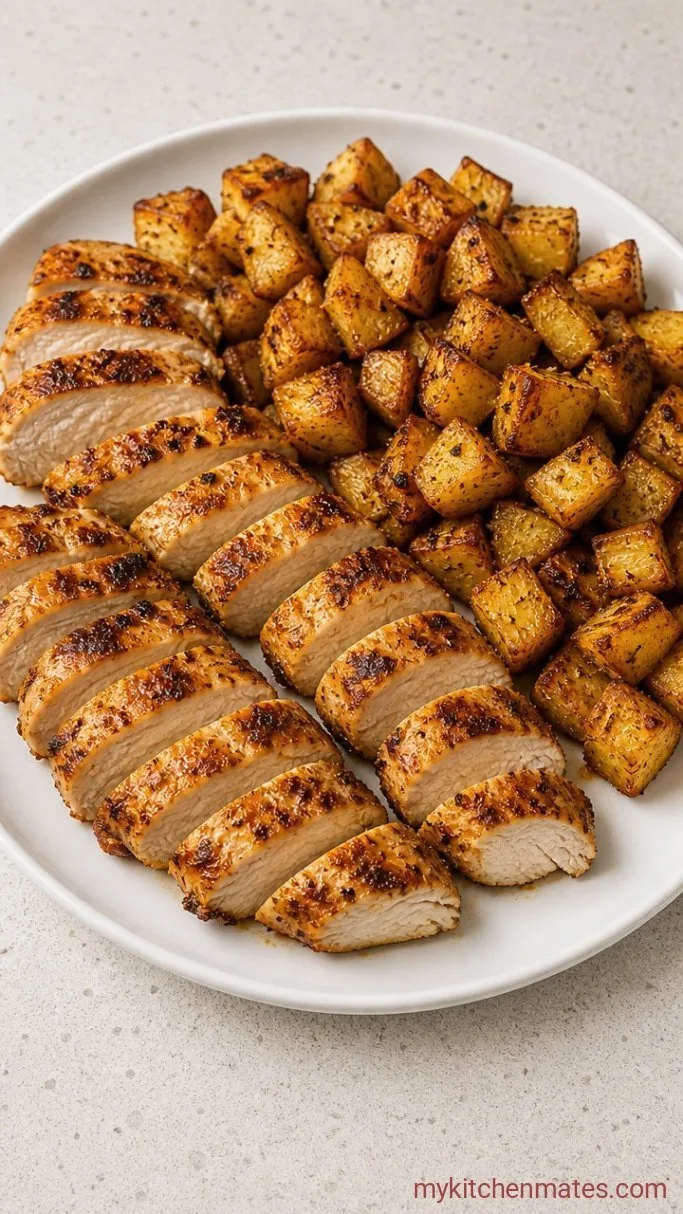 One-Pan Lemon Herb Chicken Breast and Potatoes Step 5: Slice and Serve with Crispy Potatoes