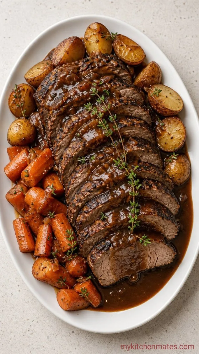 Fall-Apart Tender Crockpot Chuck Roast Step 5: Slice and Serve with Gravy