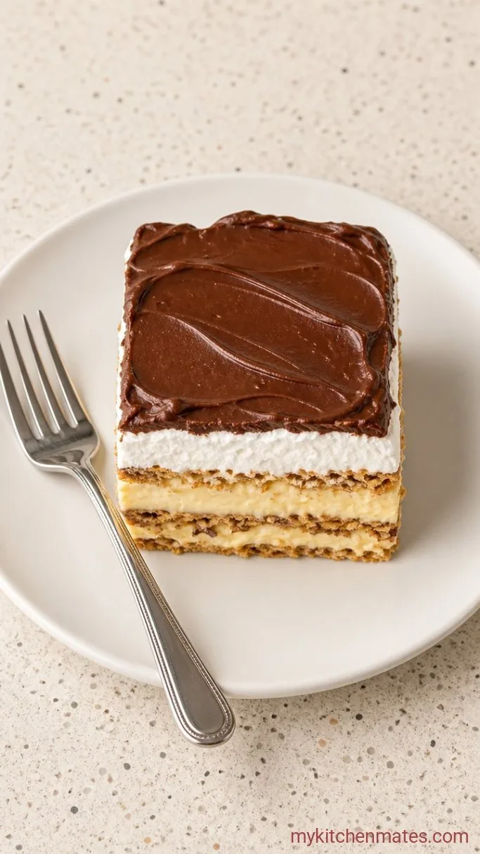 5-Ingredient No-Bake Chocolate Eclair Cake Step 5: Slice and Serve