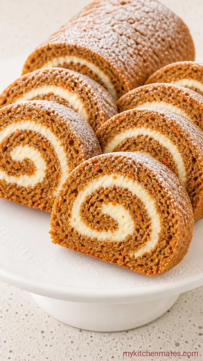 Spiced Carrot Cake Roll with Cream Cheese Filling Step 5: Slice and Serve