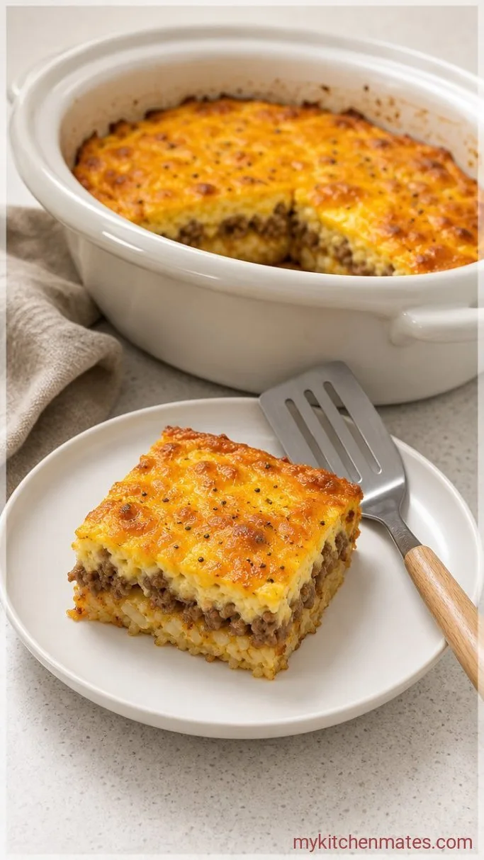 Feed a Crowd with This Overnight Crockpot Breakfast Casserole Step 5: Slice and Serve